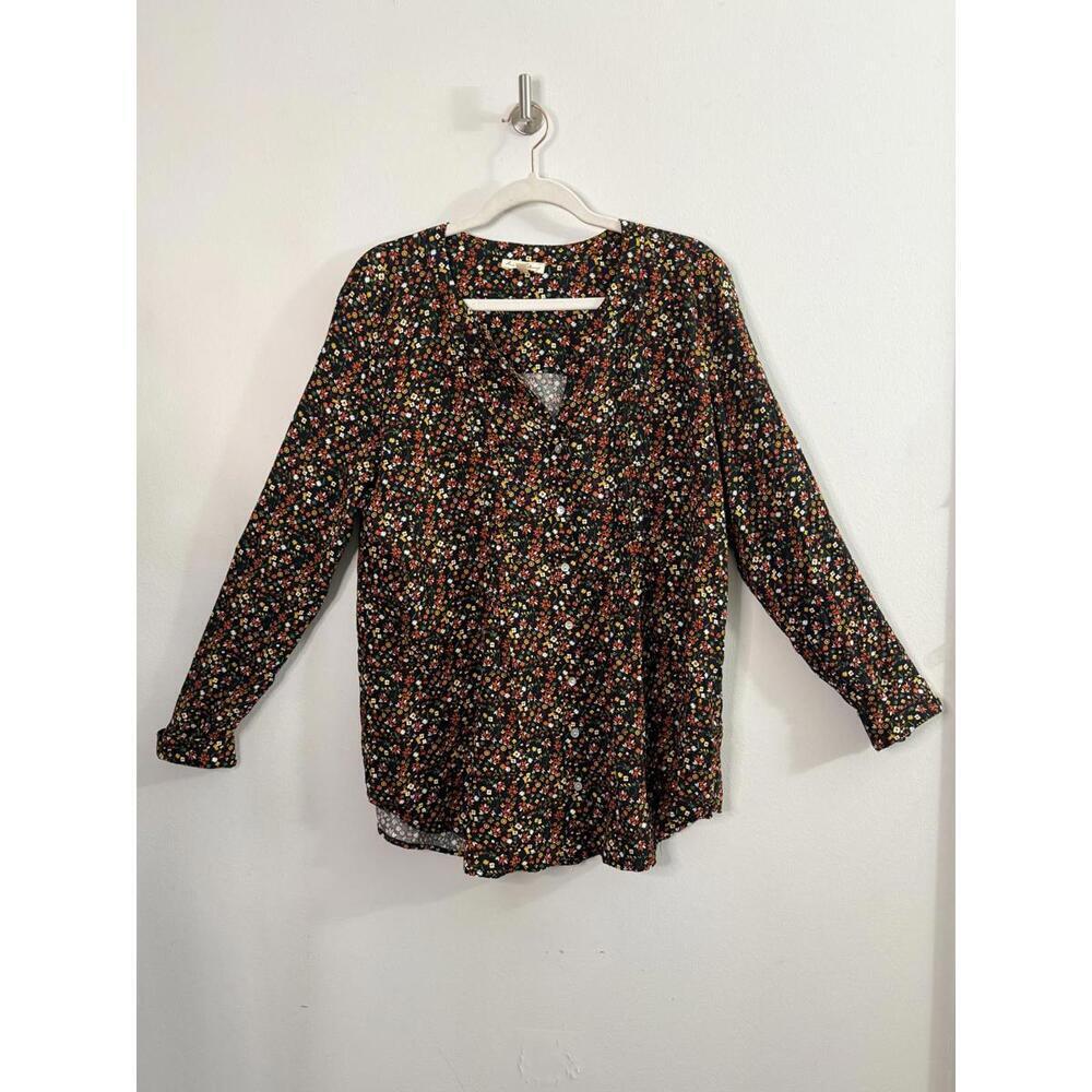 Autumn Floral Print Long Sleeve Blouse XL